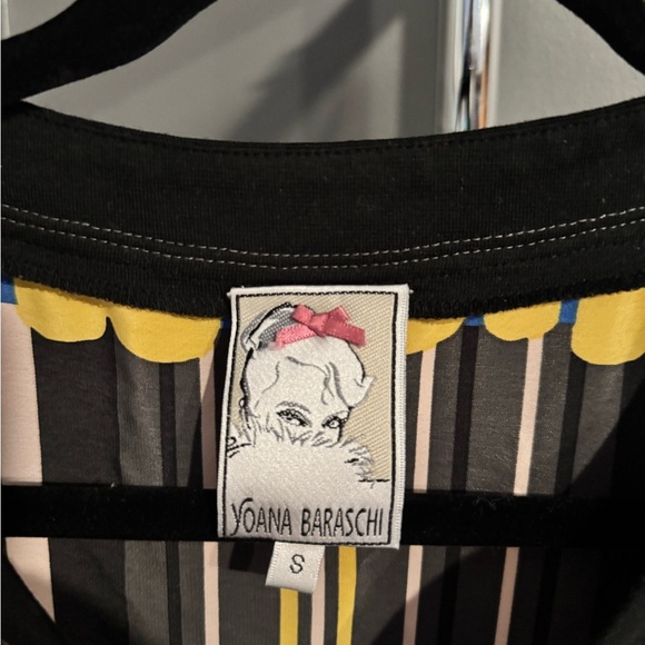 Yoana Baraschi Black and Blue Sheath Dress Long Sleeve Crew Neck - Picture 2 of 2